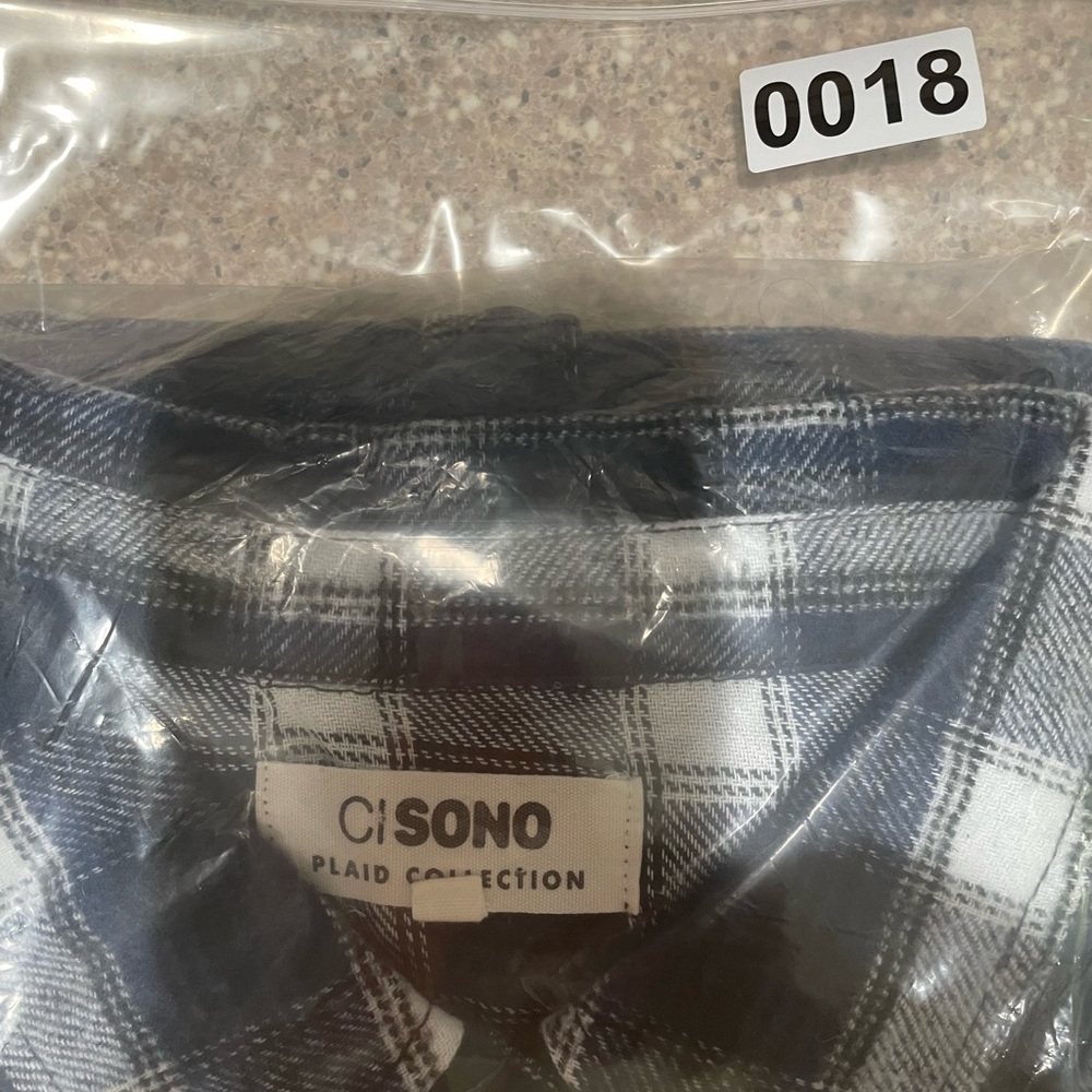 Ci Sonó Plaid Collection Shirts Womens L Plaid Button Up Long Sleeve Blue/White - Picture 13 of 13